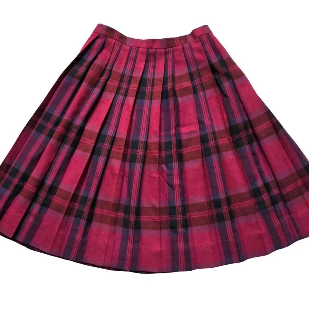 Vintage Evan-Picone Pleated Skirt 14 Worsted Wool Pink USA Midi Skirt 70s/80s